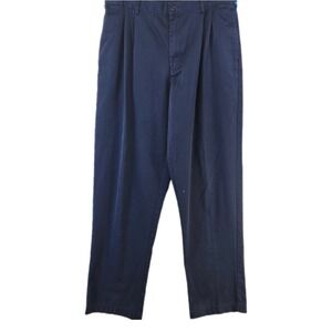 Lands' End Pleated Dress Pants Womens 36 Ladies Trousers Career Casual Navy Blue